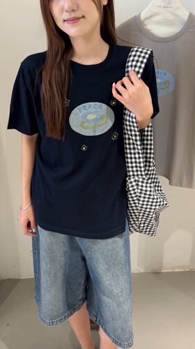 85966新款yc 夏季韩系时尚宽松百搭动物印花短袖T恤女
