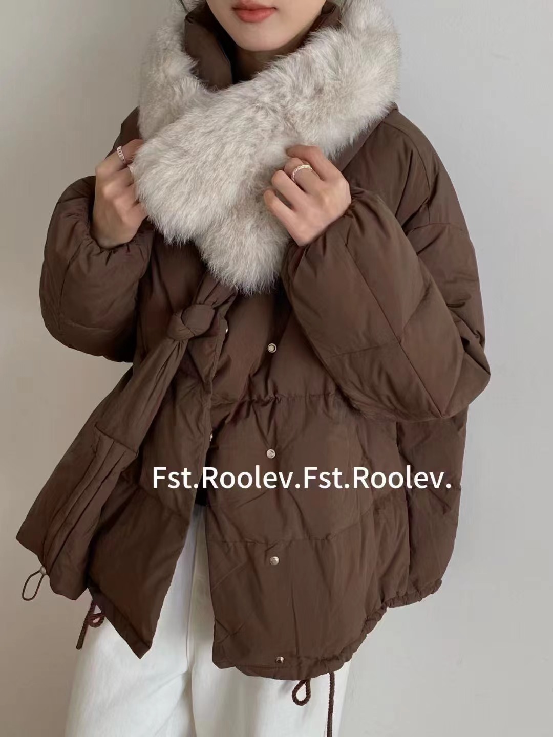 2852Fst秋冬大毛领高品质加厚保暖休闲时尚韩版宽松羽绒服外套