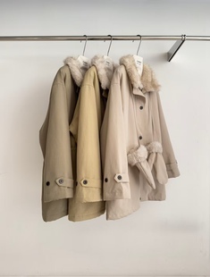 派克服棉服外套 宽松保暖设计感中长款 8619糖果毛领加厚工装 风冬季