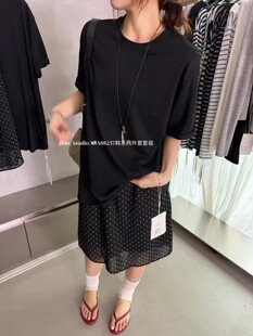 88257夏季7cm新款韩系宽松百搭短袖T恤波点短裙显瘦套装