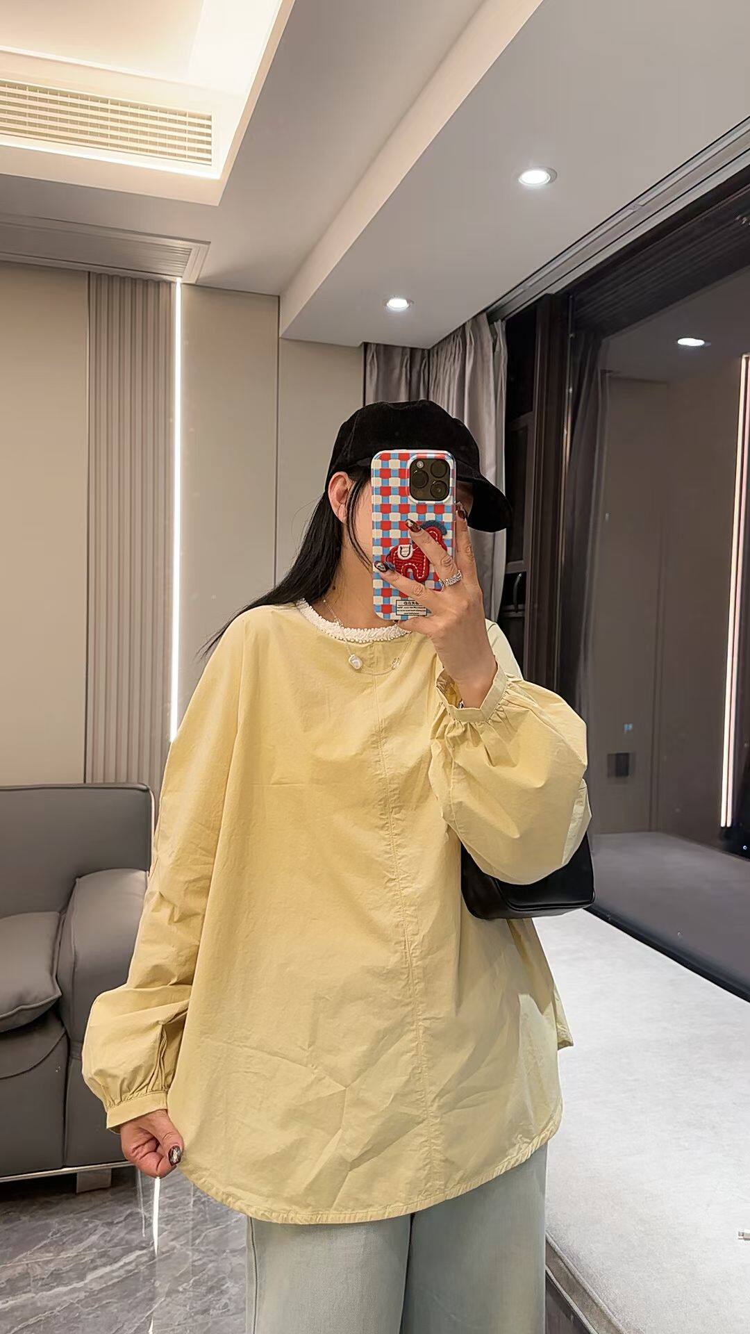 6601欢喜新款亮钻宽松韩版休闲百搭格子长袖套头衬衫女