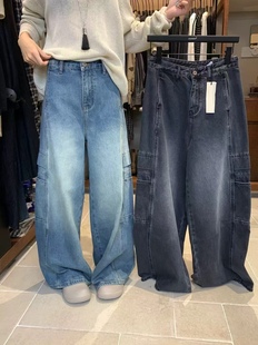 风格 百搭显瘦阔腿长裤 弯刀牛仔裤 时尚 复古33313 秋季 33290想象工装