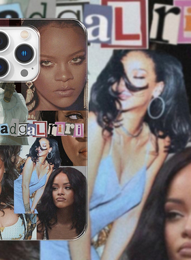 Kristem原创设计rihanna山东天后日婆riri拼接原创设计适用于苹果i15proi16华为三星小米透明手机壳