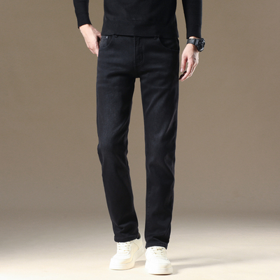 高端潮牌黑灰色修身牛仔裤男