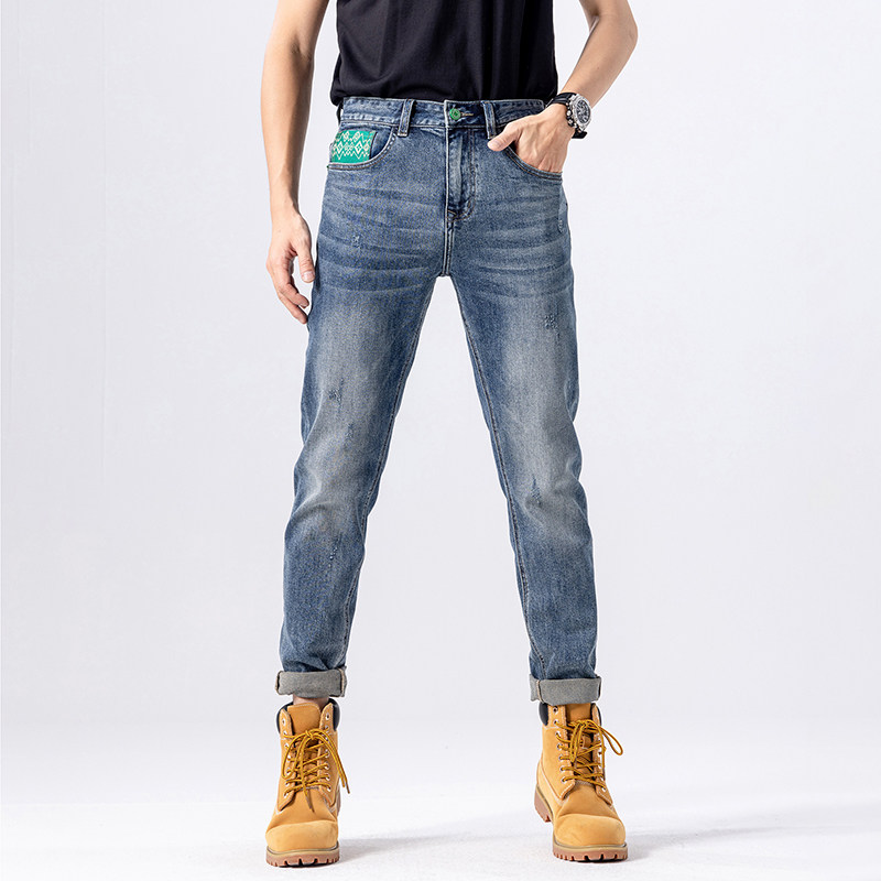 春秋搭配马丁靴轻奢牛仔裤男士合体休闲百搭长裤弹力修身小脚裤子