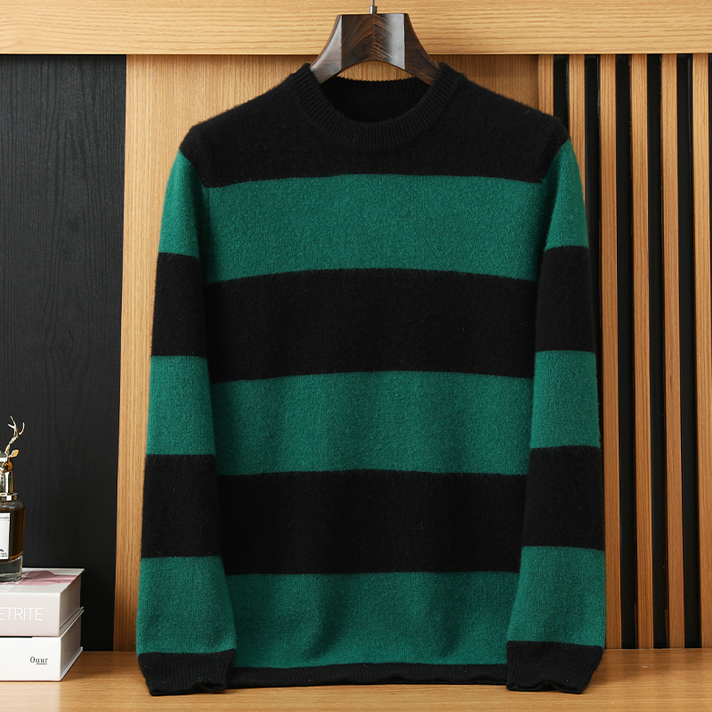 秋冬新款山羊绒衫男士圆领毛衣宽松加厚针织打底衫商务休闲羊毛衫