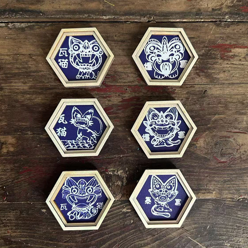 云南大理丽江特色蓝色布染木框