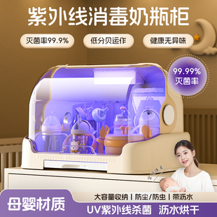 奶瓶收纳盒防尘消毒柜紫外线晾干架子婴儿宝宝专用餐具辅食沥水架