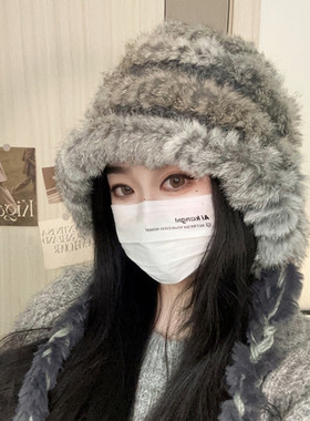 冬季可爱气质兔毛帽子女