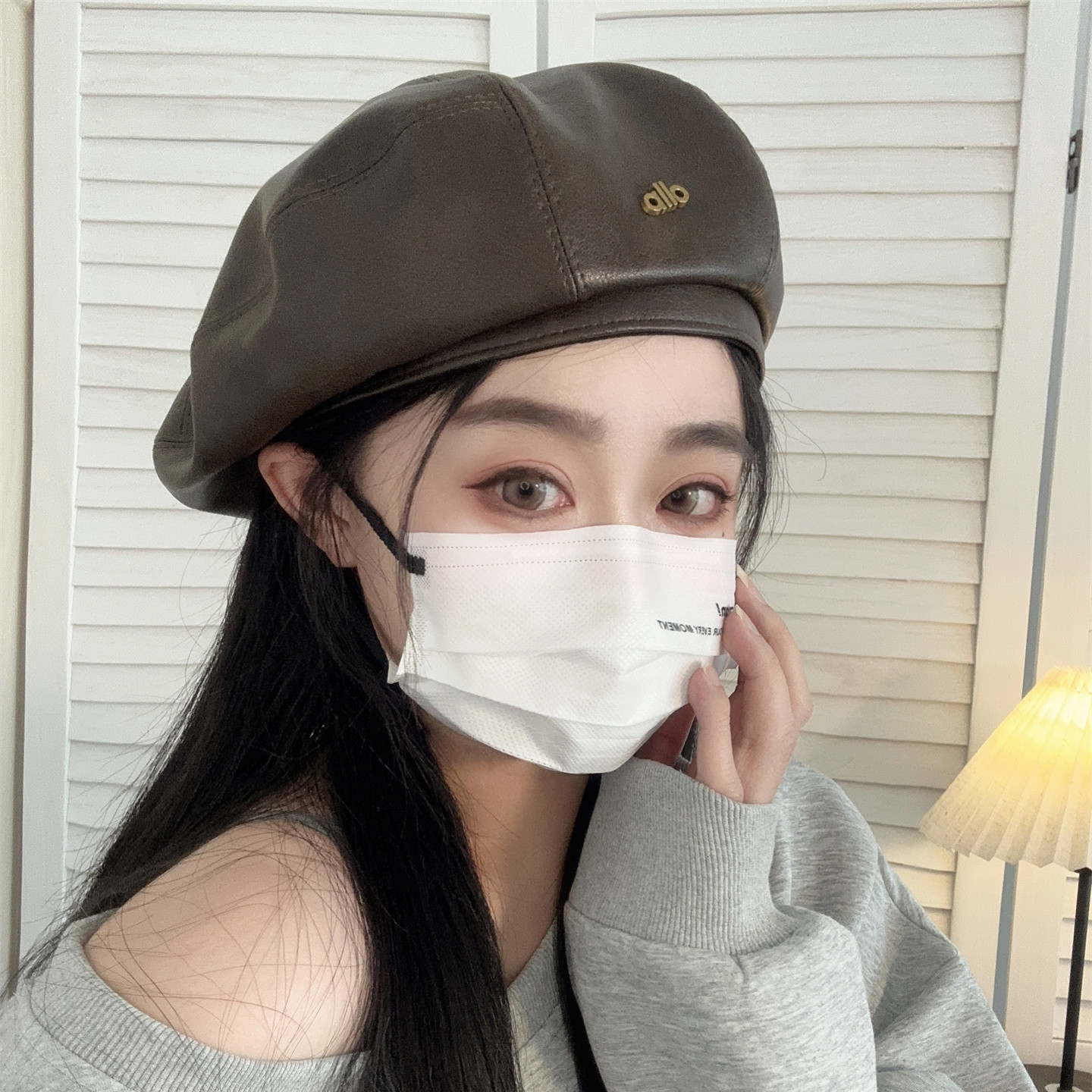 秋冬韩系时尚气质pu皮质贝雷帽