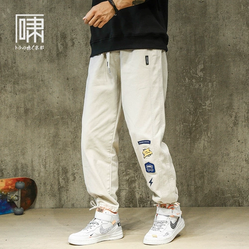 Значок, японские штаны, услуга «вышивка логотипа», свободный крой