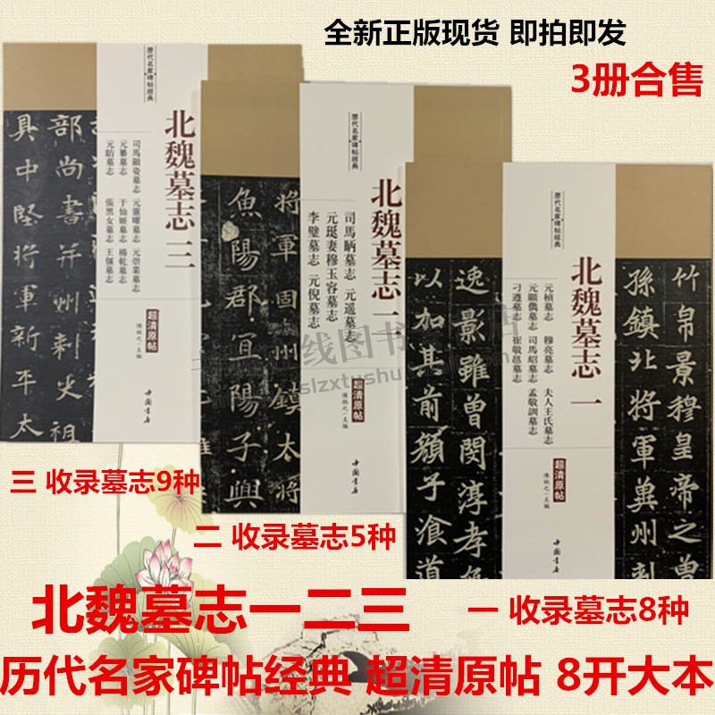 历代名家碑帖经典北魏墓志全集字帖套装三册魏碑体元桢墓志穆亮墓志元遥墓志司马显姿墓志墓志铭魏碑体书法毛笔字帖集字临摹书籍