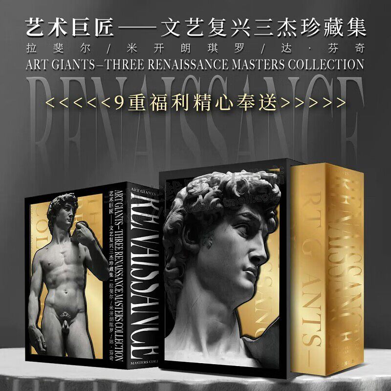 艺术巨匠:文艺复兴三杰珍藏集 艺术建筑 雕塑绘画素描文艺复兴时期的名画意大利文艺复兴时期美术书 绘画建筑技艺西方艺术史论书籍