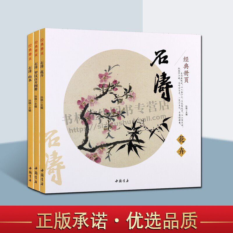 石涛花卉山水罗汉百开图册页 历代国画名家山水花鸟人物绘画技法临摹范本画谱画册书籍