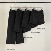 女秋冬外穿 女宽松保暖加厚a字毛呢短裤 黑色 通勤风高腰羊毛阔腿裤