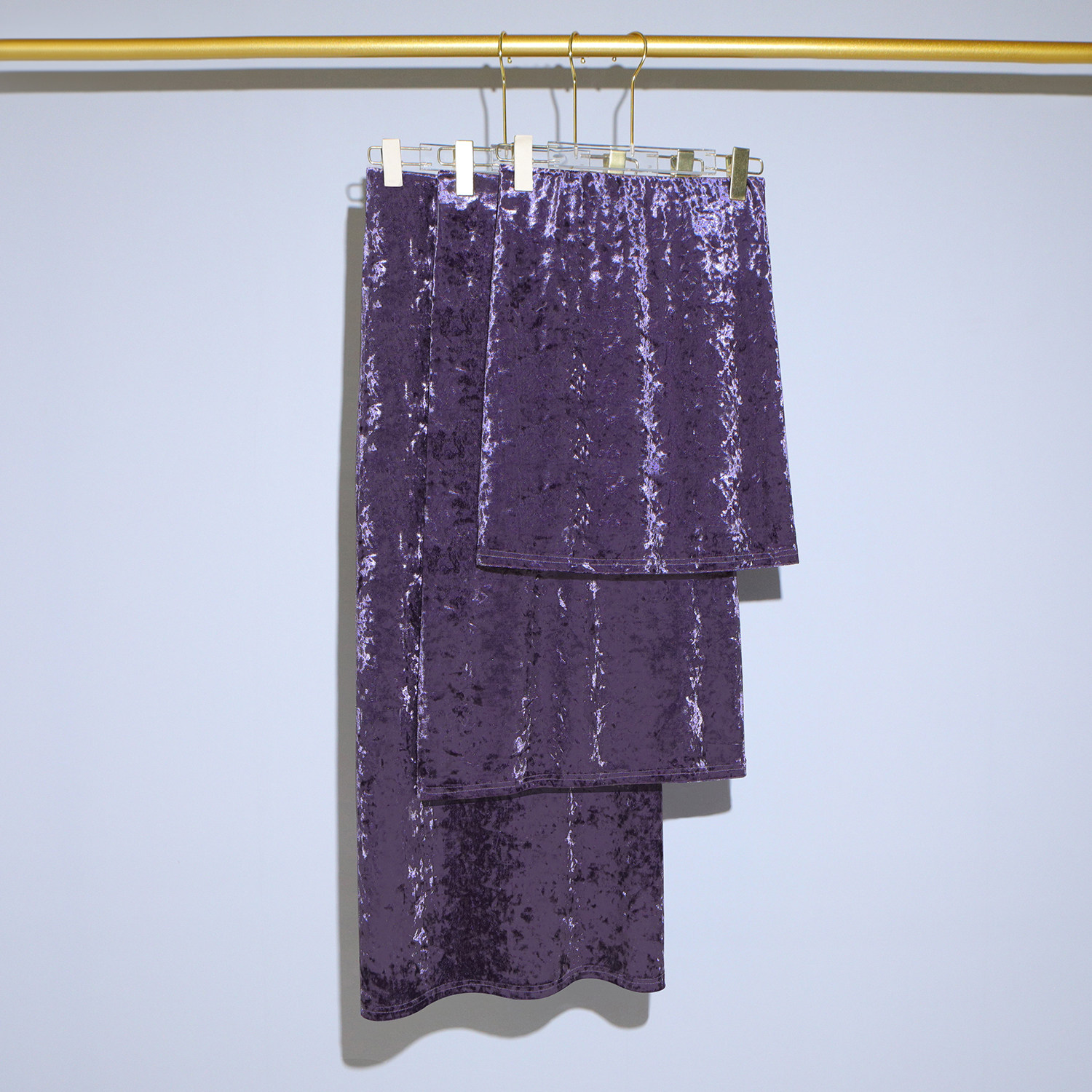 高端春夏新款紫色钻石绒国风高级感高腰中长款A字直筒半身裙女