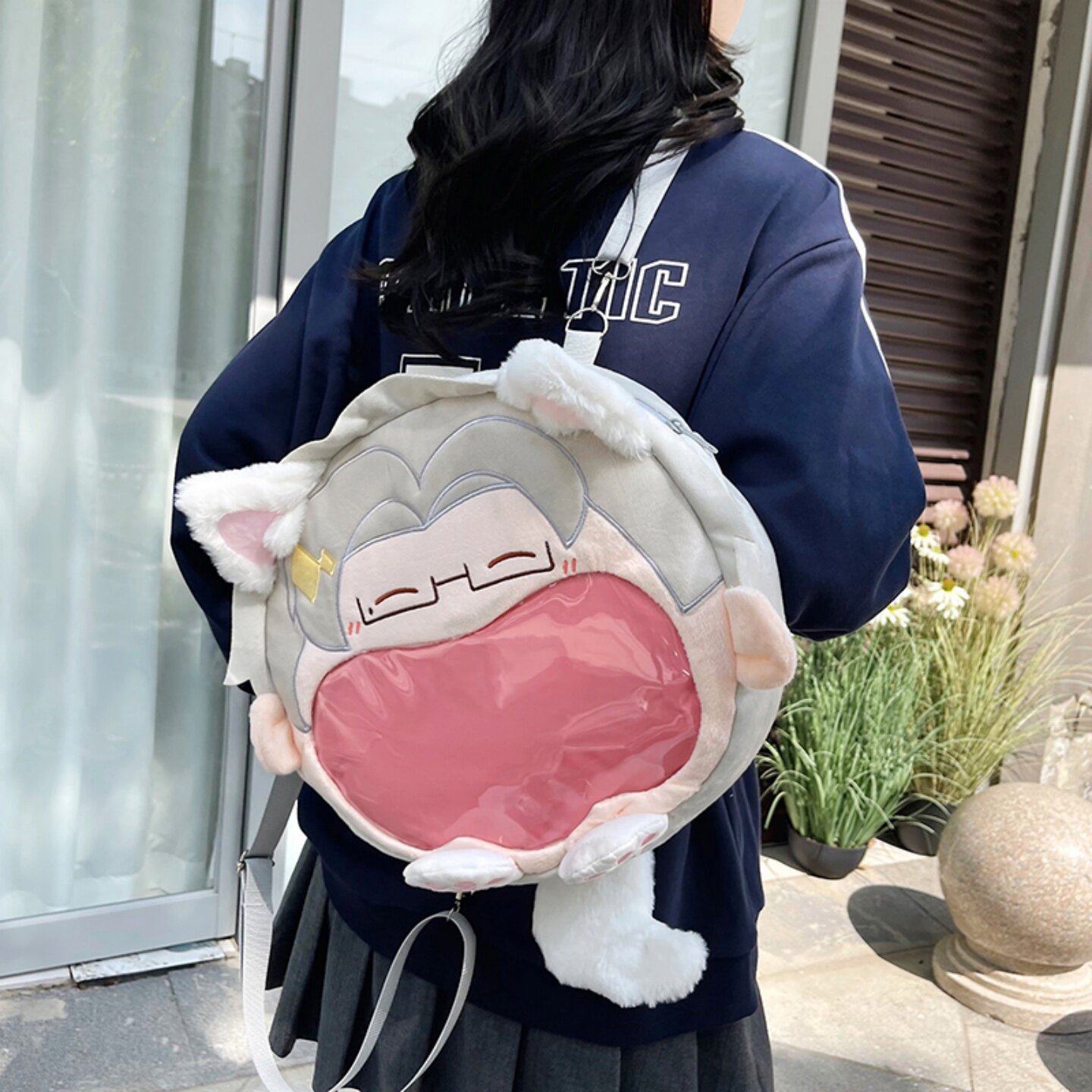 可爱猫咪毛绒双肩包包女2026新款甜美大容量痛包小众学生通勤背包