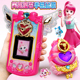 奇妙萌可声光闪亮宝石手机 女孩儿童圣生日礼物 爱心电话手表玩具