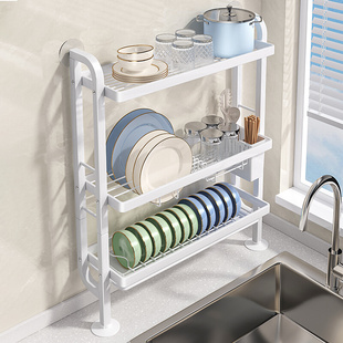 厨房碗碟收纳层架水槽窄边沥水碗架免打孔上墙放碗筷子盒碗盘置物