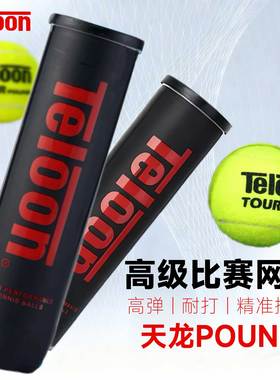 天龙网球POUND P4比赛球4只装专业TELOON成人训练比赛球桶装耐打