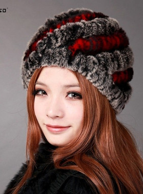 DENISO丹索防寒帽子 时尚手工编织獭兔毛帽子 秋冬保暖帽DS-1185