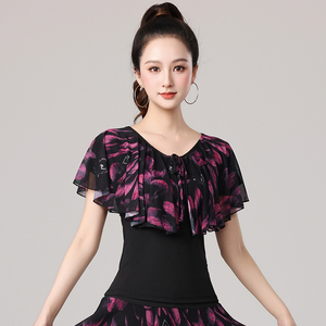 2026新款拉丁舞短袖上衣夏季广场舞衣服摩登舞交谊舞练功演出服女