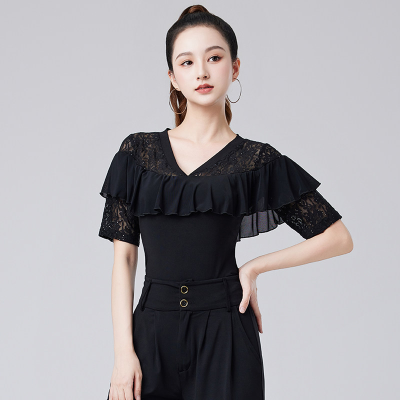2026新款拉丁舞短袖上衣女夏季时尚广场舞交谊舞练习练功演出服