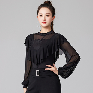 新款广场舞服装春秋长袖上衣跳舞衣服女交谊舞拉丁舞练功表演服