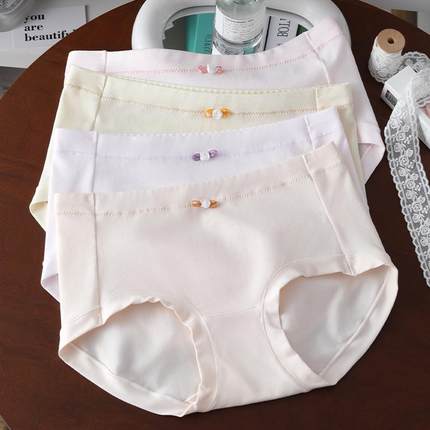 玫瑰公主新疆纯棉内裤女中腰包臀透气7A抗菌裆学生少女三角短裤头