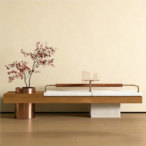 现代轻奢商用休闲凳金属观景长凳