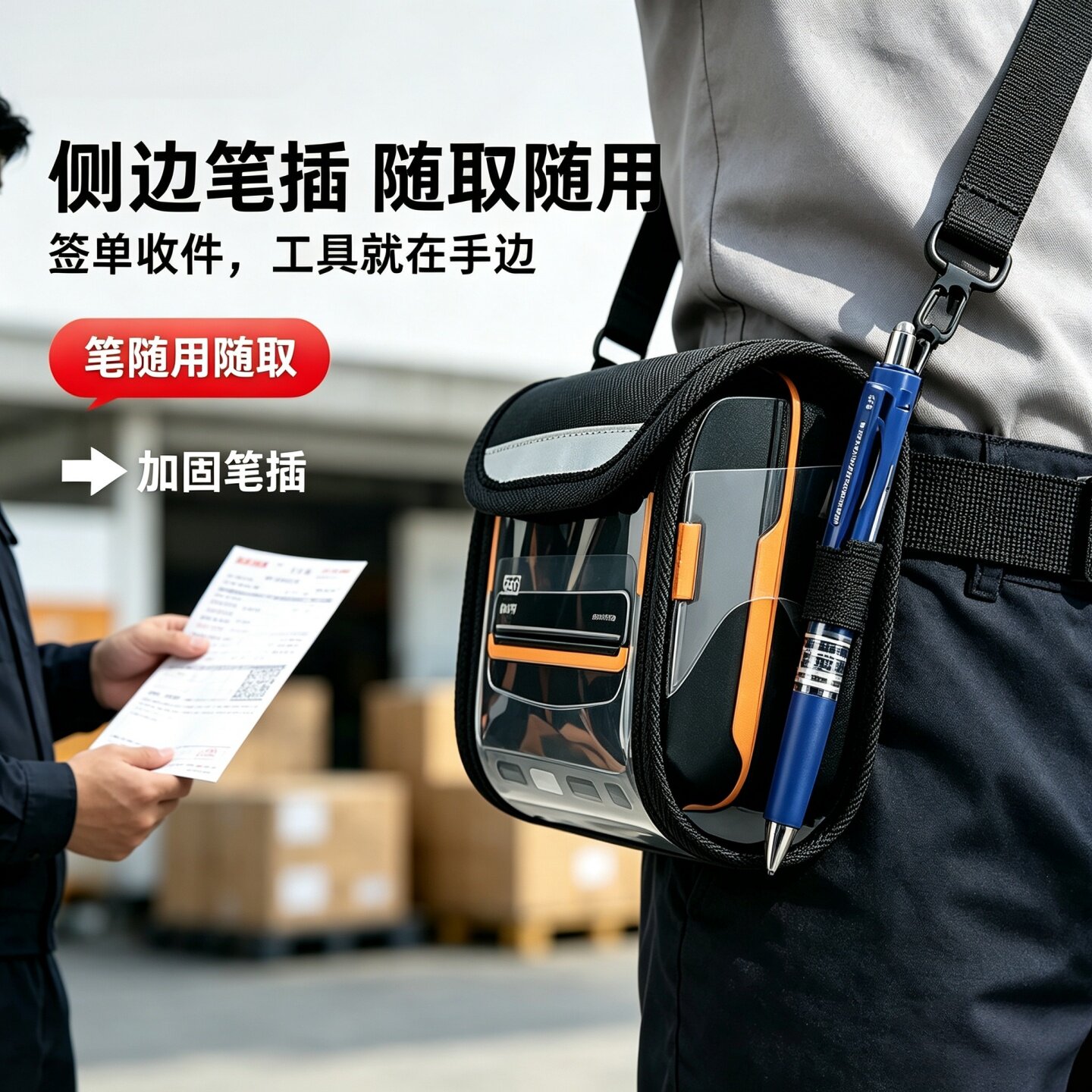 汉印A300E快递员斜挎包佳博M322打印机腰包鹭岛宸芯P30快递用腰包