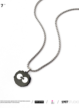 钛钢男女通用小煤球项链