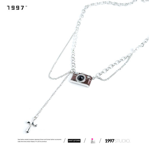 原创复古闪光相机项链