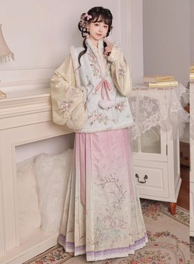 吾欣怡原创[绒雪]明制汉服女加绒比甲交领琵琶袖马面裙秋冬款套装