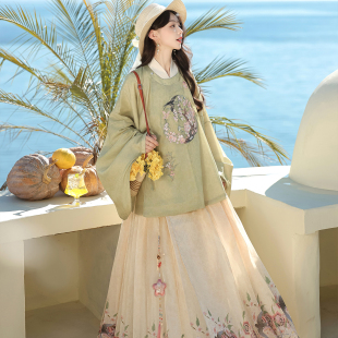 吾欣怡[燕回春时]原创明制汉服圆领绣花补服日常马面裙套装春夏款