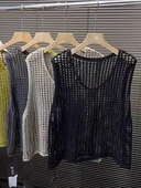 宽松韩版 设计感镂空背心马甲女2025春夏季 新款 网格叠穿慵懒风上衣