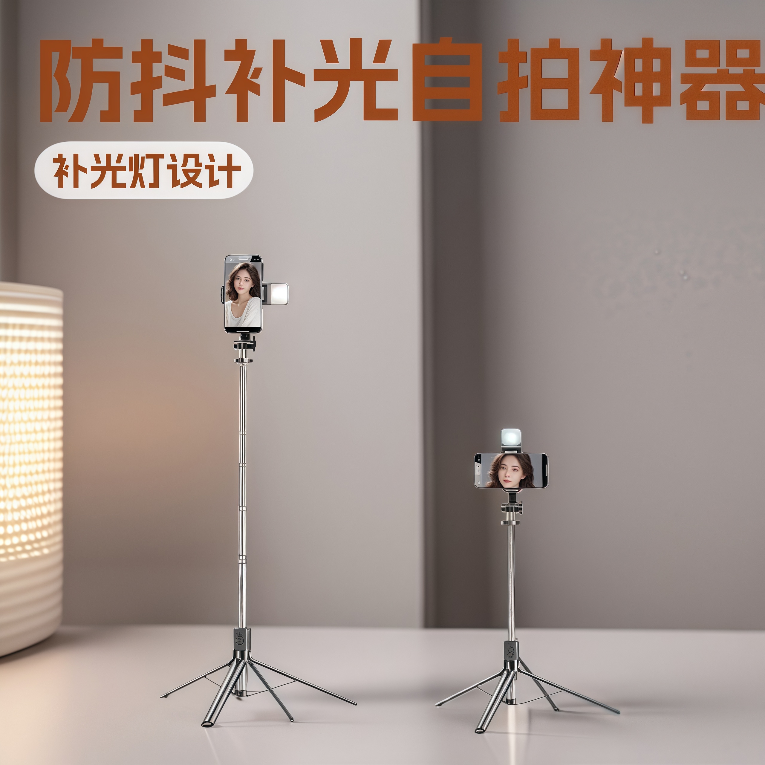 手机直播摄影三脚架户外旅游自拍多功能蓝牙遥控加长一体式自拍杆