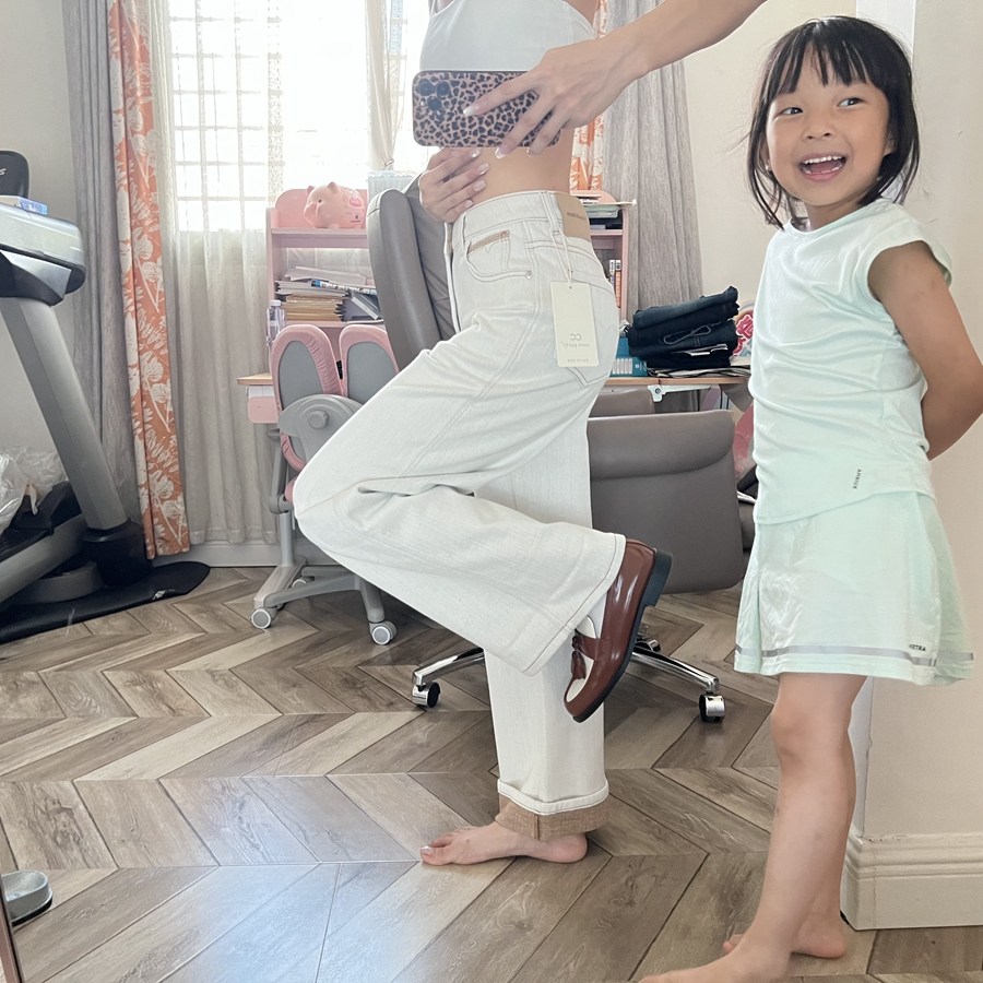 冬新款中度绒）高弹）白直筒拖地