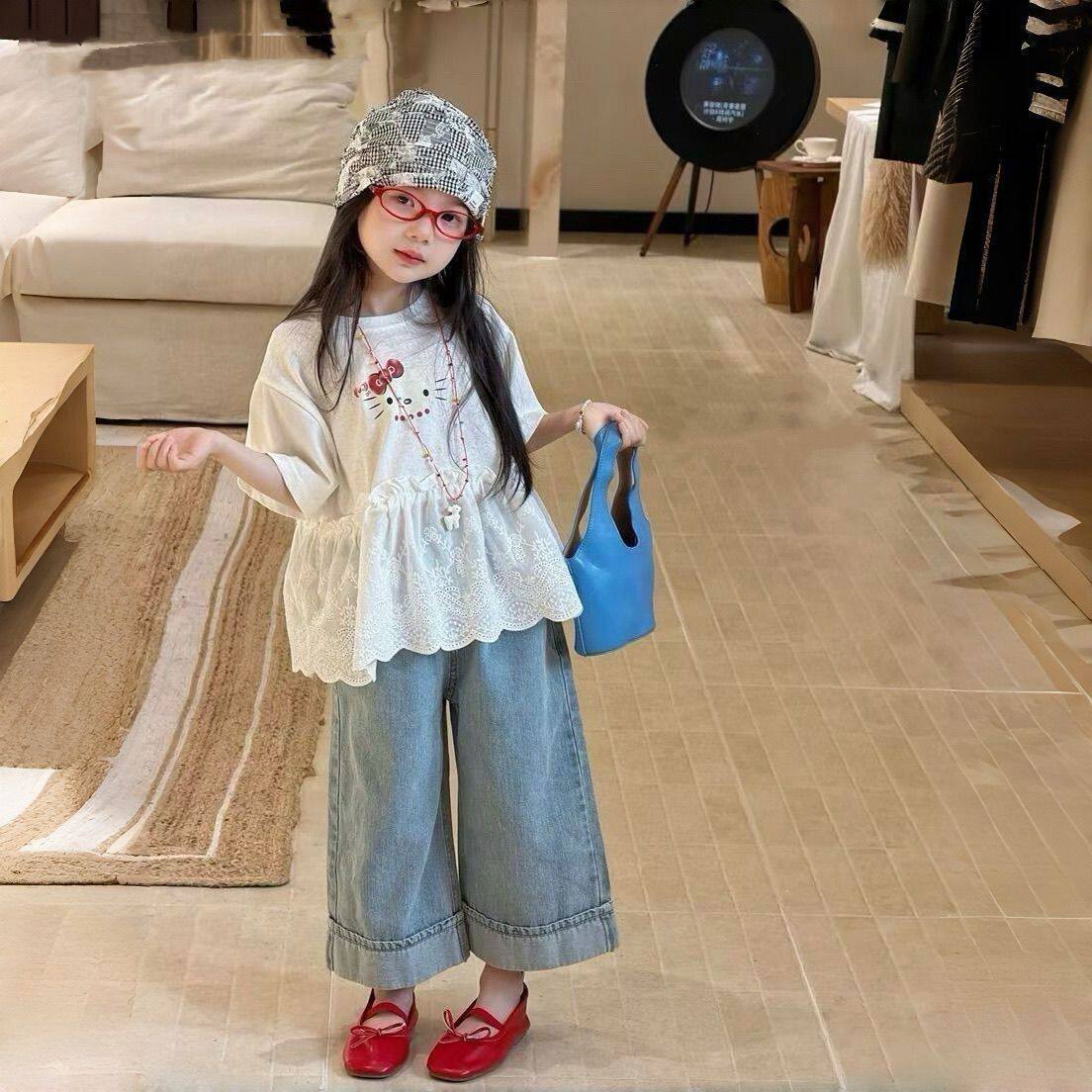 女童短袖T恤2026夏季洋气裙衫