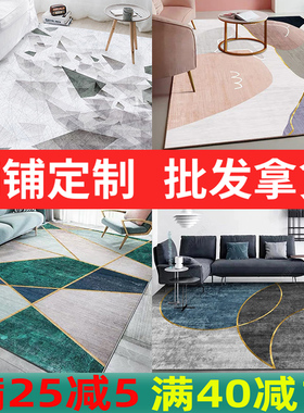 北欧风夏天客厅地毯卧室满铺办公室轻奢服装店大面积夏季地垫简约