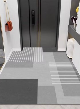 灰色极简皮革地垫可擦洗免洗PVC防水防油防滑脚垫入户门垫进门垫