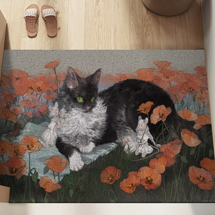 猫咪丝圈入门地垫进门家用玄关除尘耐脏耐磨可裁剪防滑蹭土地垫