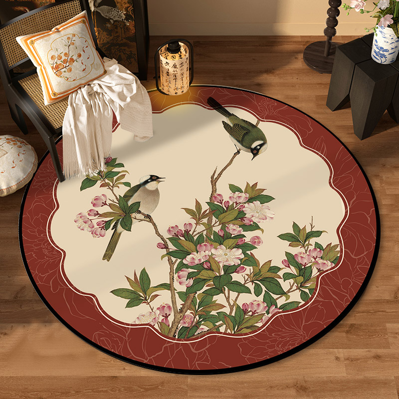 中式圆形皮革地垫可擦洗免洗PVC防水防油防滑客厅茶几垫转椅垫