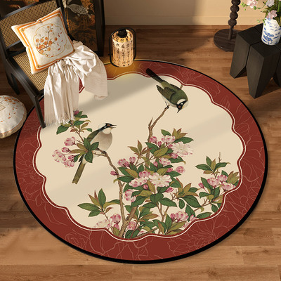 中式圆形皮革地垫可擦洗免洗PVC防水防油防滑客厅茶几垫转椅垫