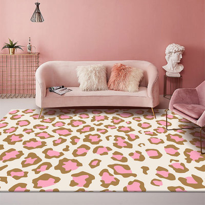 豹纹仿羊绒材质加密氛围感地毯