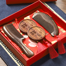 结婚梳子一对新婚陪嫁镜梳套装 免费刻字 檀香木头梳旗舰店女礼盒装