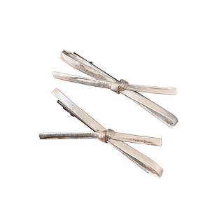 新款银色皮质蝴蝶结发夹甜酷少女刘海夹发卡边夹额前碎发夹子发夹