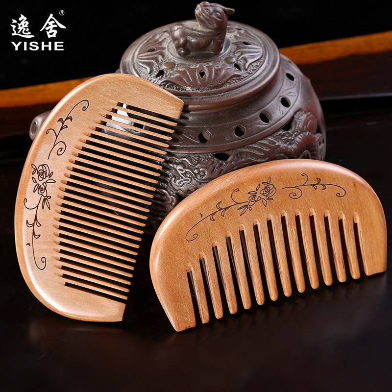 귀여운 미니 복숭아 나무 빗 어린이와 소녀 앞머리를위한 소형 및 휴대용 백단 백단 휴대용 작은  빗