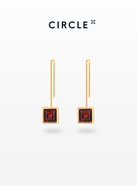 CIRCLE珠宝窗户系列天然石榴石18K金红色宝石耳环女中式国风吊坠