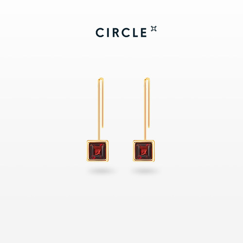 CIRCLE珠宝18K金天然石榴石耳环